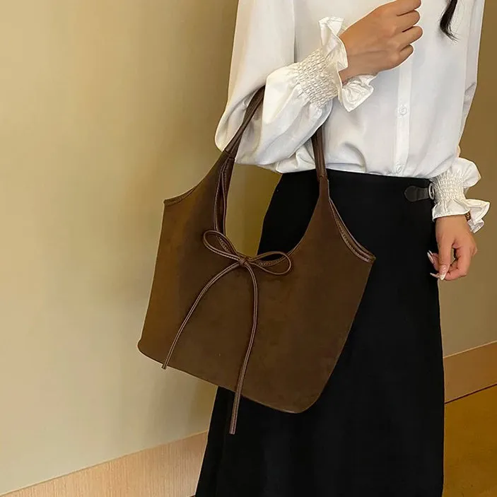 Ribbon Suede Tote