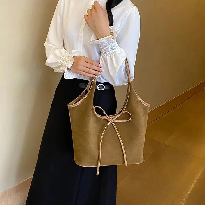 Ribbon Suede Tote