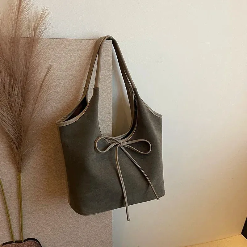 Ribbon Suede Tote