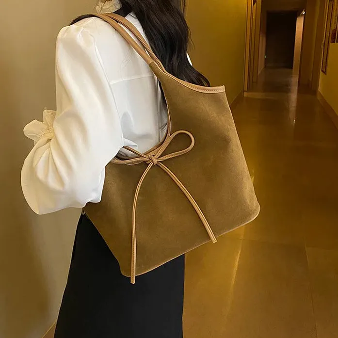 Ribbon Suede Tote
