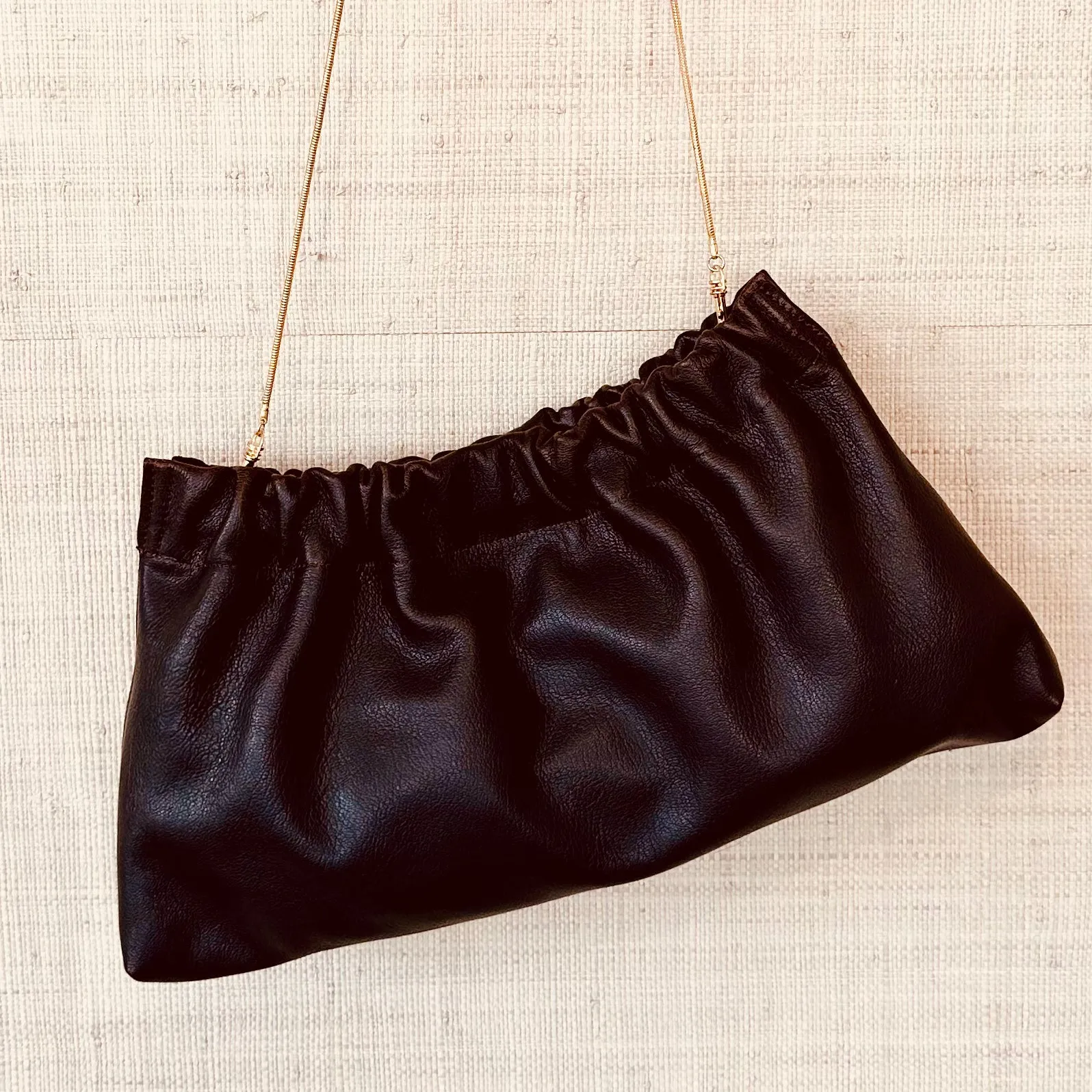 Ruched Shoulder Bag - Chocolate
