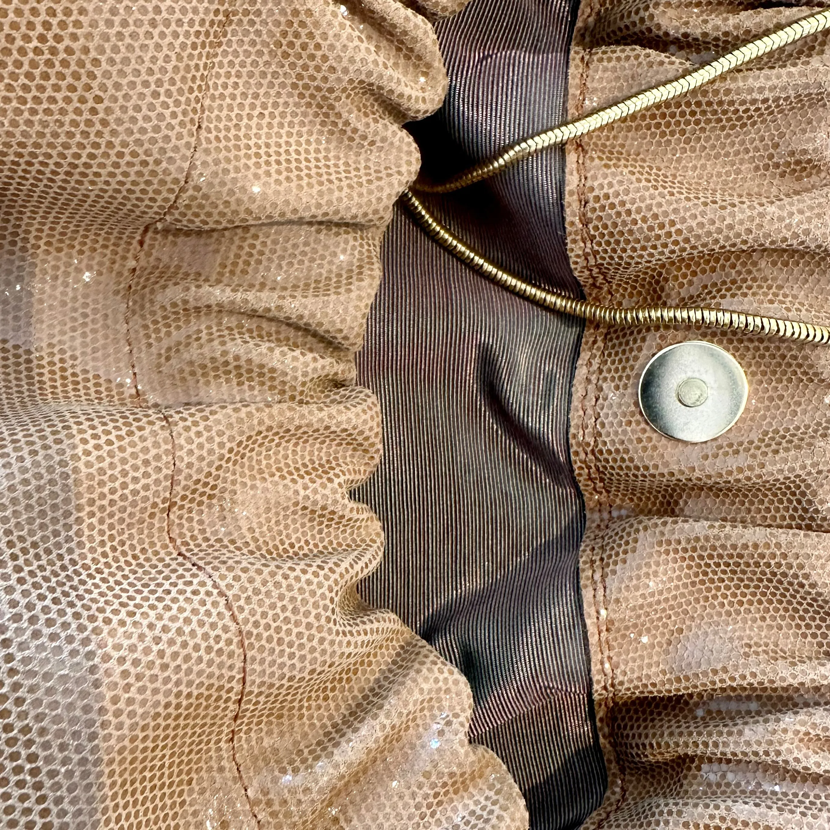 Ruched Shoulder Bag - Metallic Butterscotch
