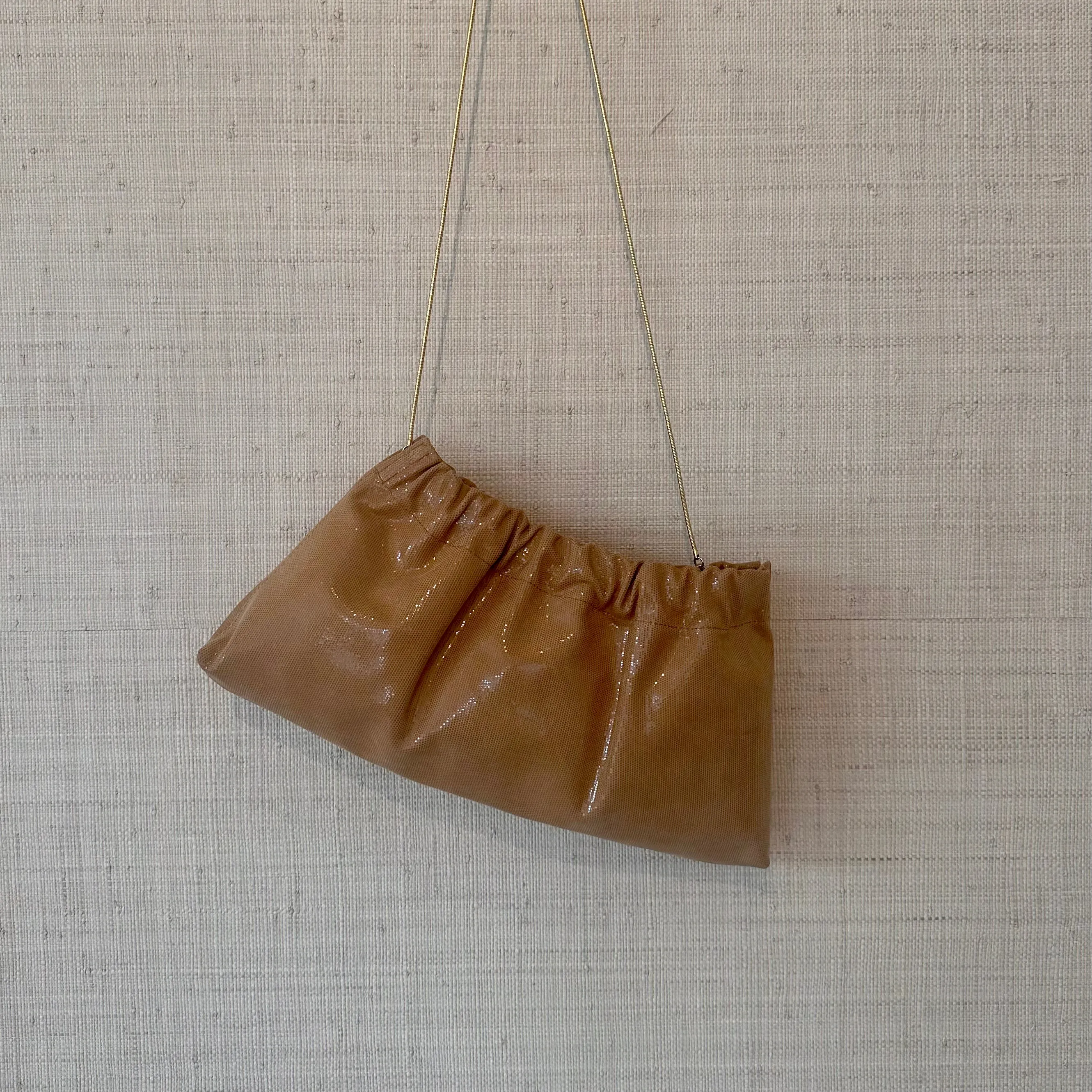 Ruched Shoulder Bag - Metallic Butterscotch