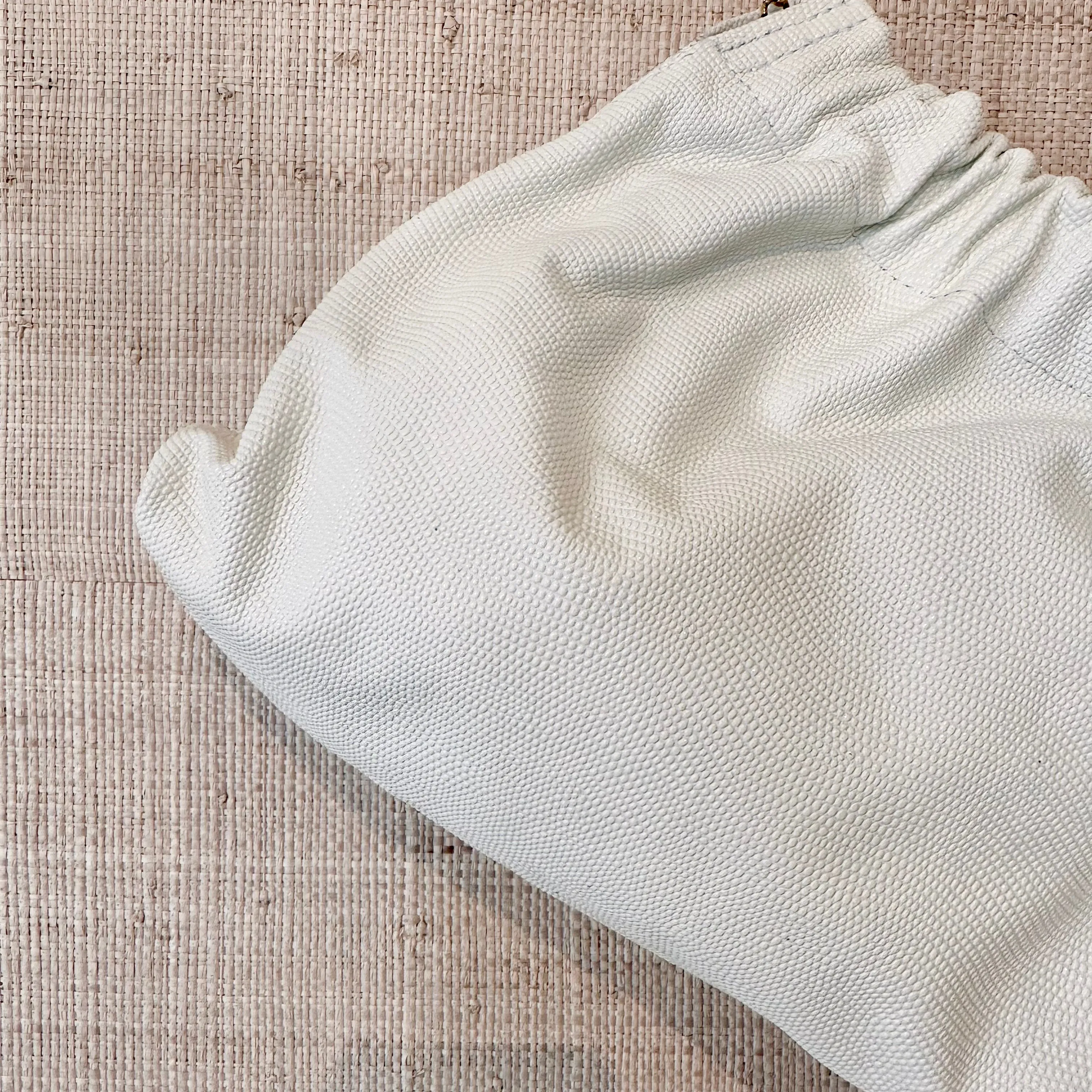 Ruched Shoulder Bag Winter White Textured