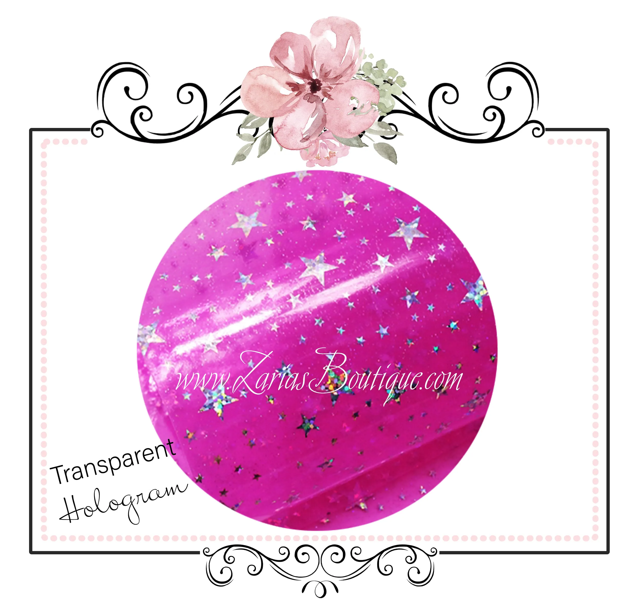 SALE Transparent Hologram Stars ~ Hot Pink & Silver ~ Bow Making ~ Craft Fabric Sheets