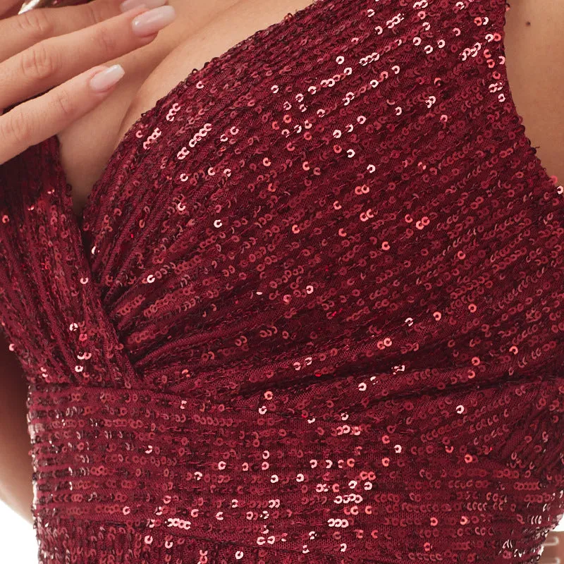 Sequined Evening Dress Women Long Slim Sling Fishtail Party Dress