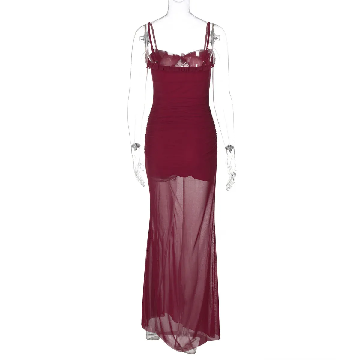 Sexy Mesh Stitching Lace Cutout Sling Dress