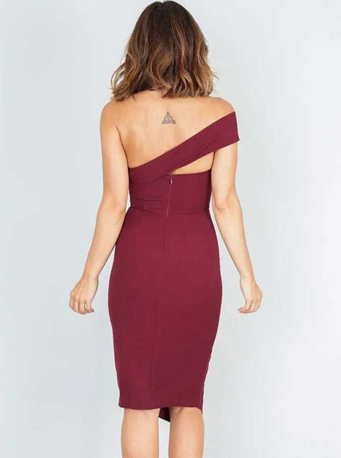 Sheath One Shoulder Satin Short Homecoming Dress,Cocktail Party Dress with Split OKC48