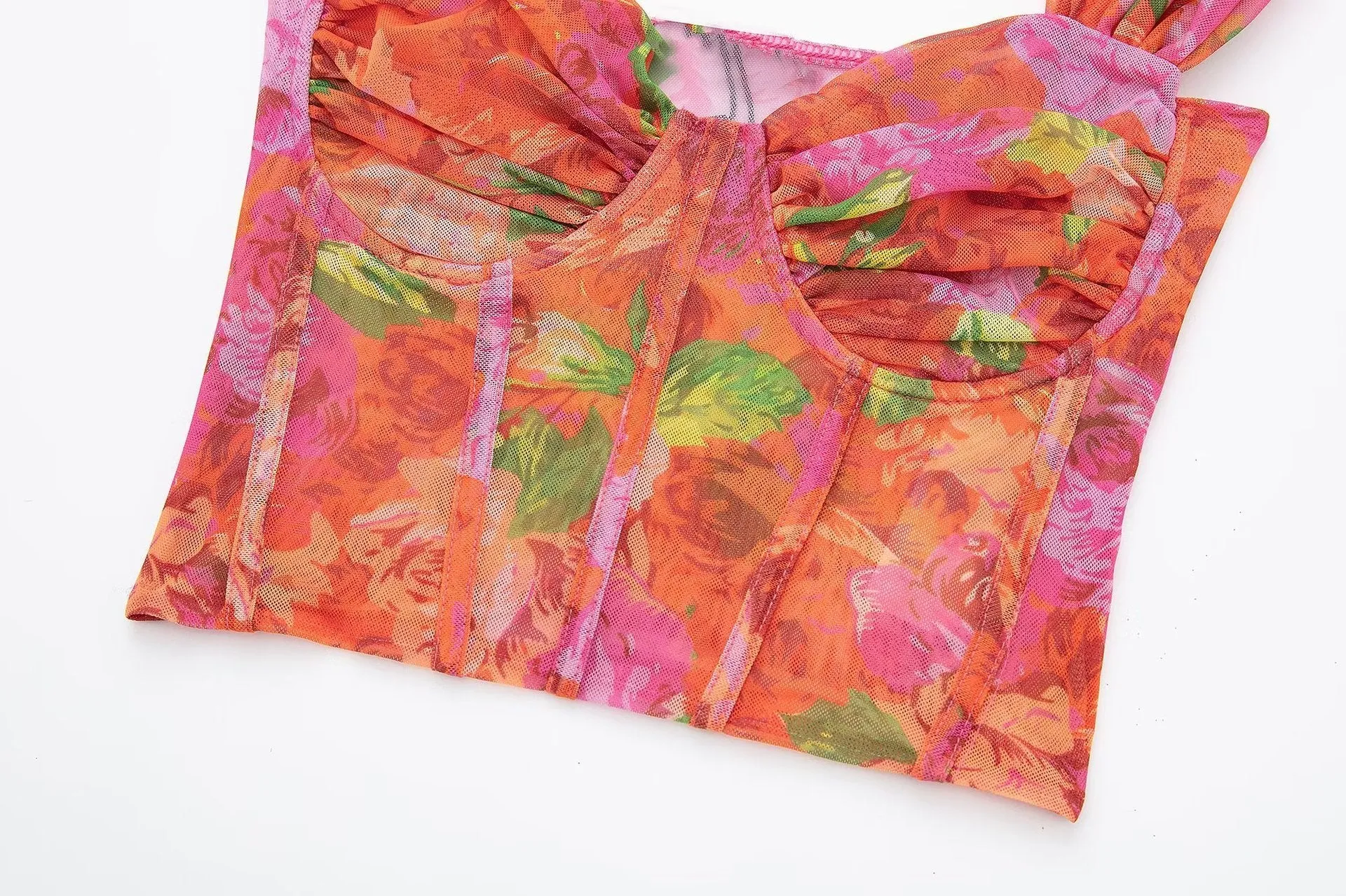 Silk Screen Corset T-shirt Top Women's Wear