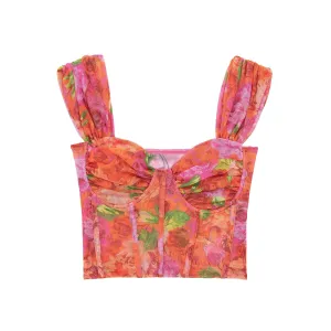 Silk Screen Corset T-shirt Top Women's Wear