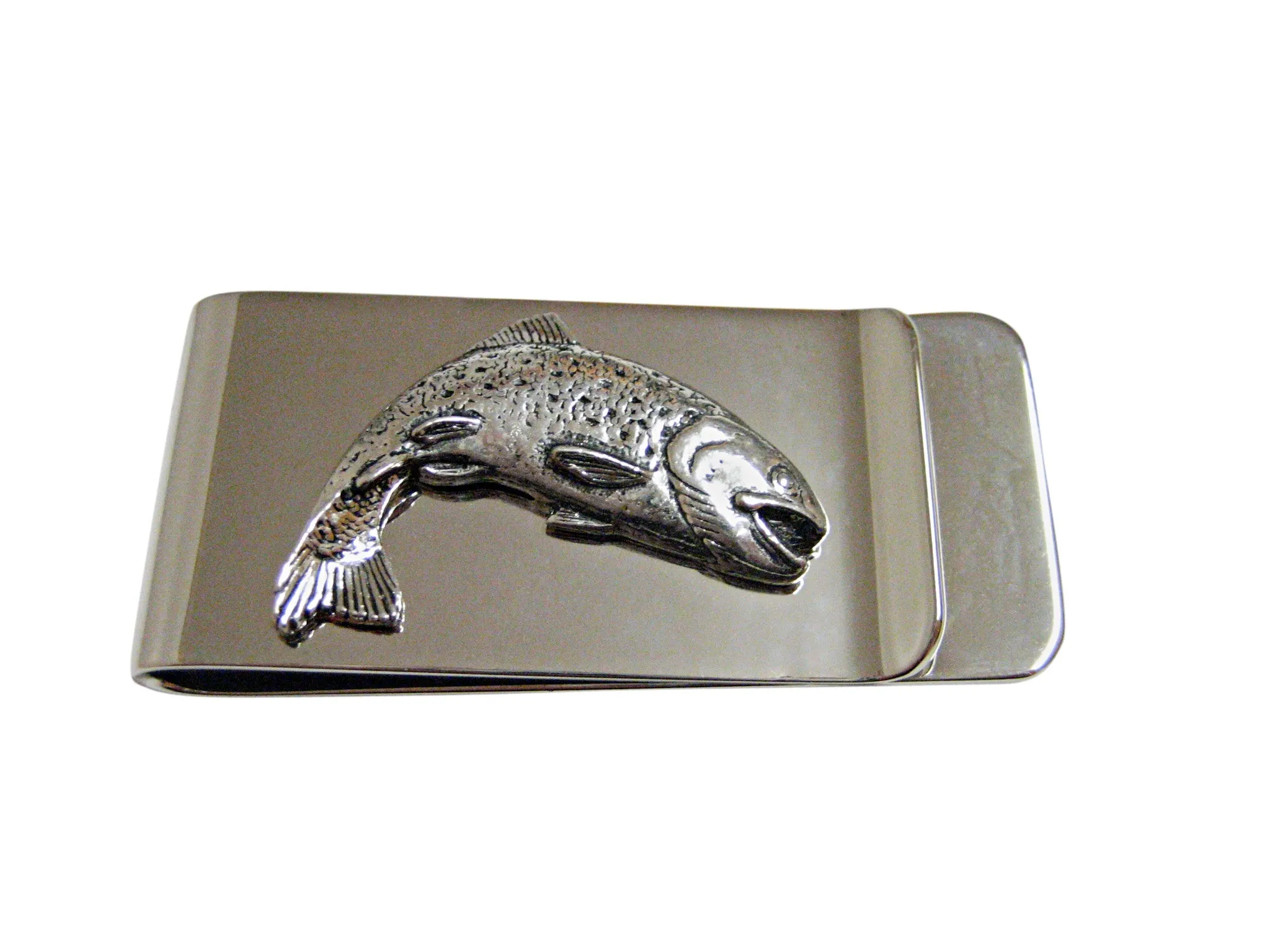 Silver Toned Trout Salmon Money Clip