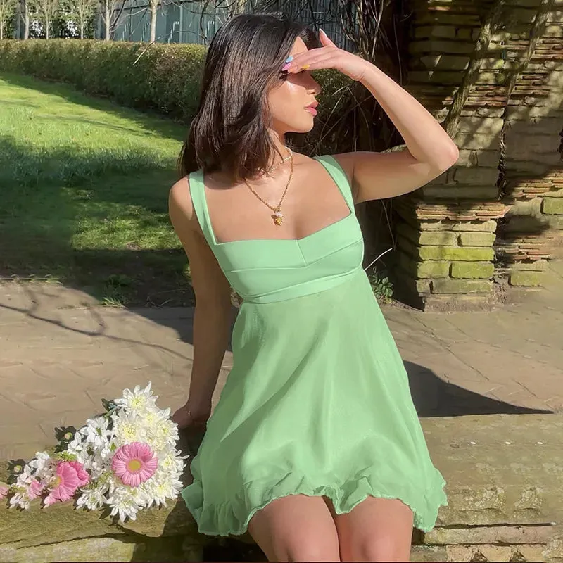 Solid Color Cutout Slim Sling Dress