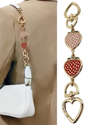 Strawberry Chain Heart Shape Fastener Extension Chain Bag
