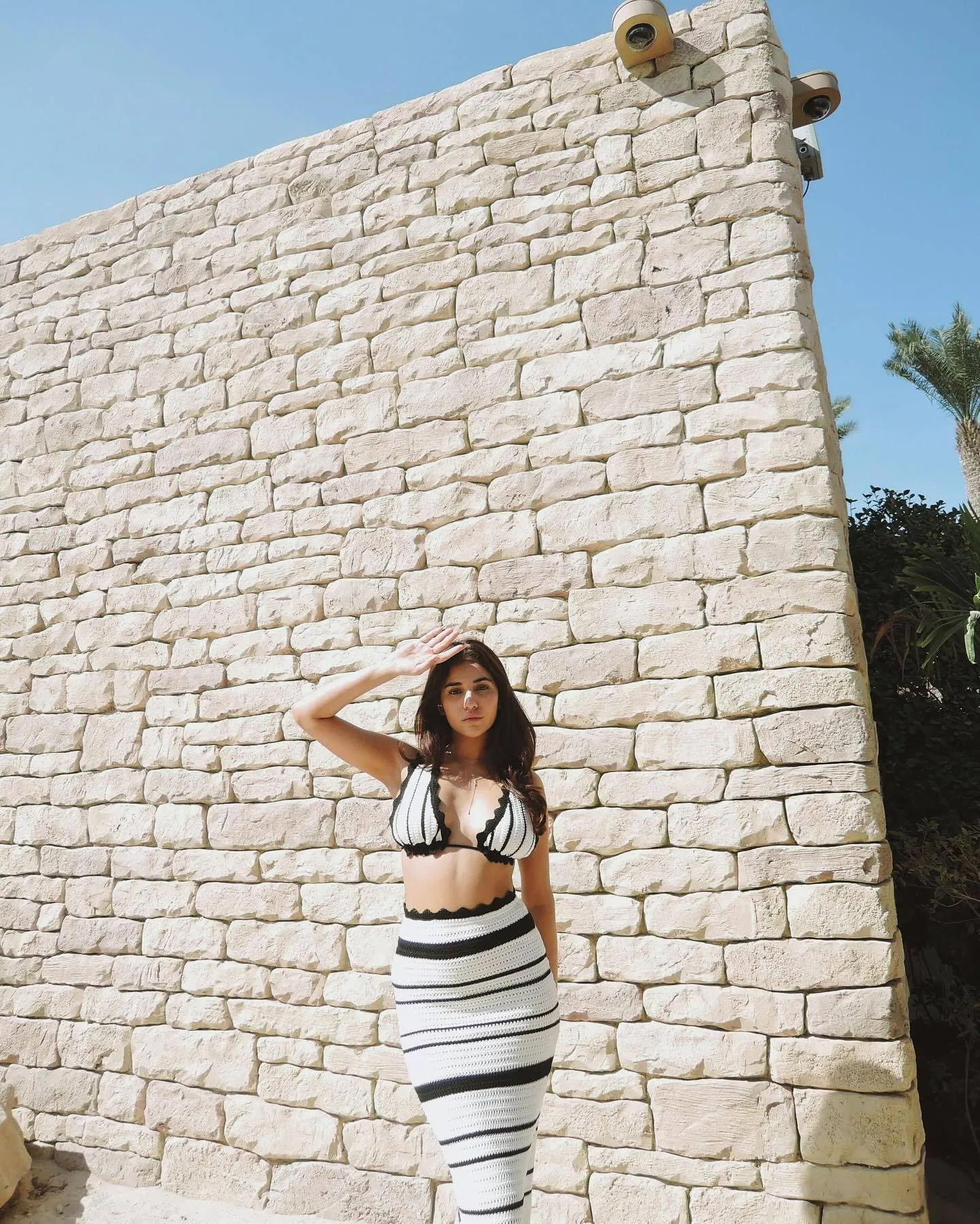 Striped Bikini Casual Vest Sling Top Suit Beach Bohemian Contrast Color Long Half