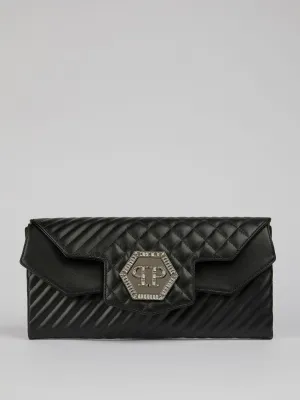 Studded Logo Quilted Clutch Bag