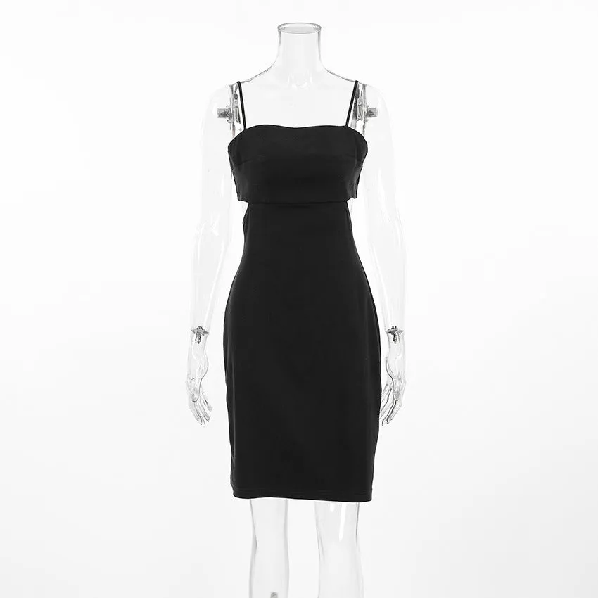 Summer Black Sexy Sling Short Party Dress