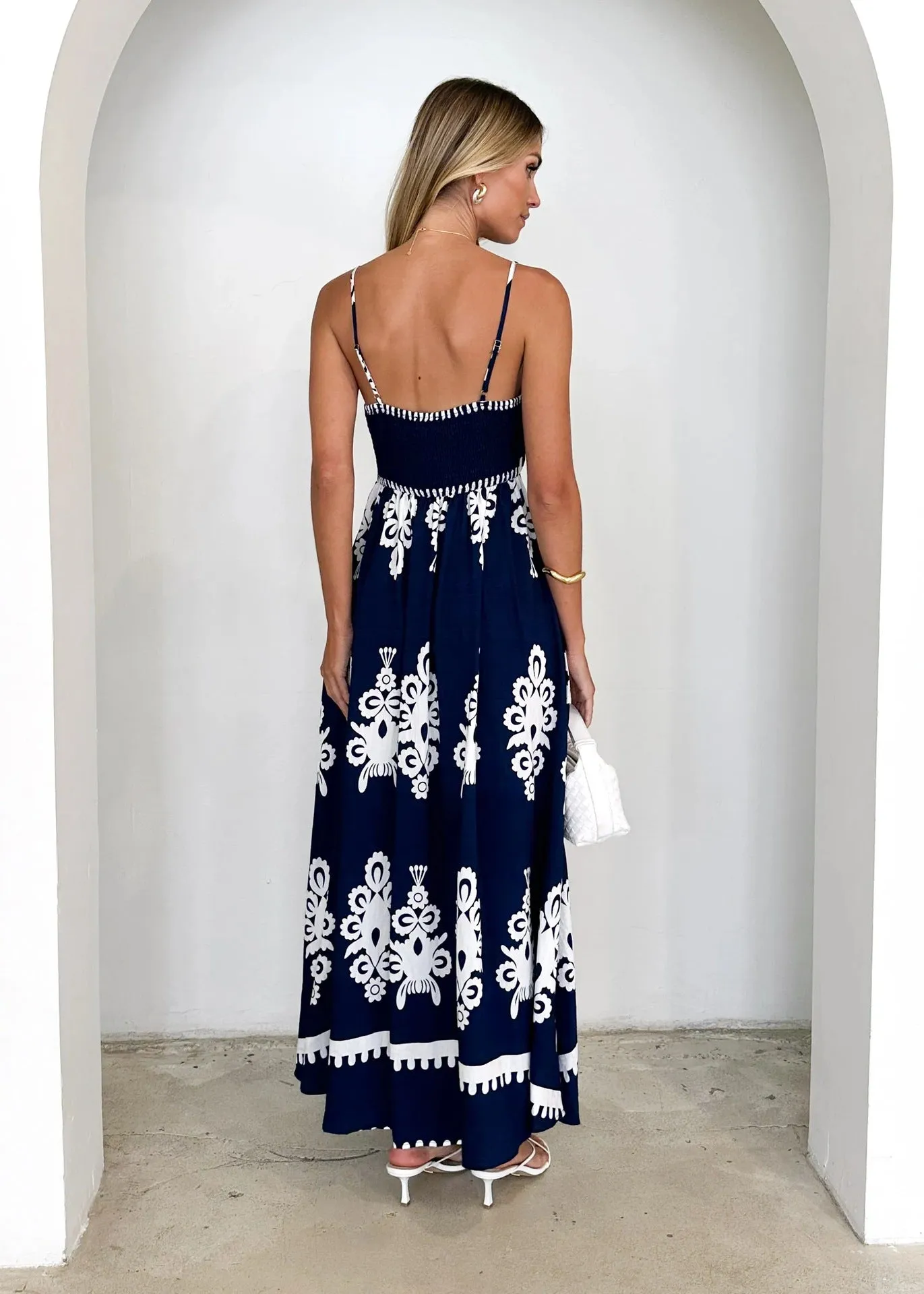Summer Printed Large Swing Corset Sling Dress