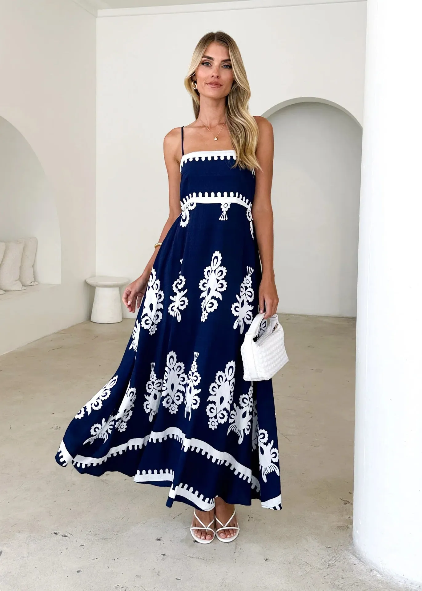 Summer Printed Large Swing Corset Sling Dress