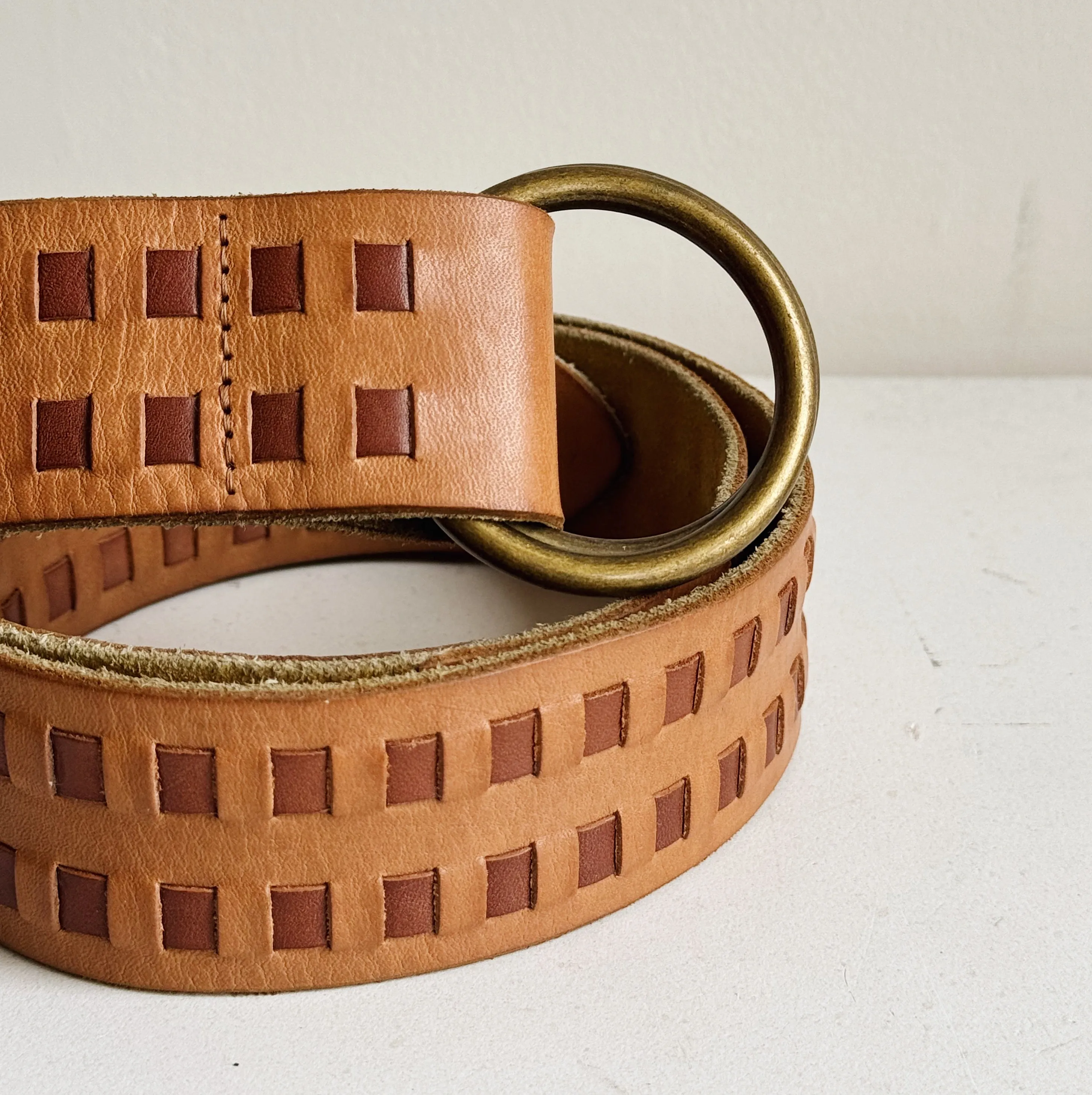 Tan Two-Tone Adjustable Leather Belt