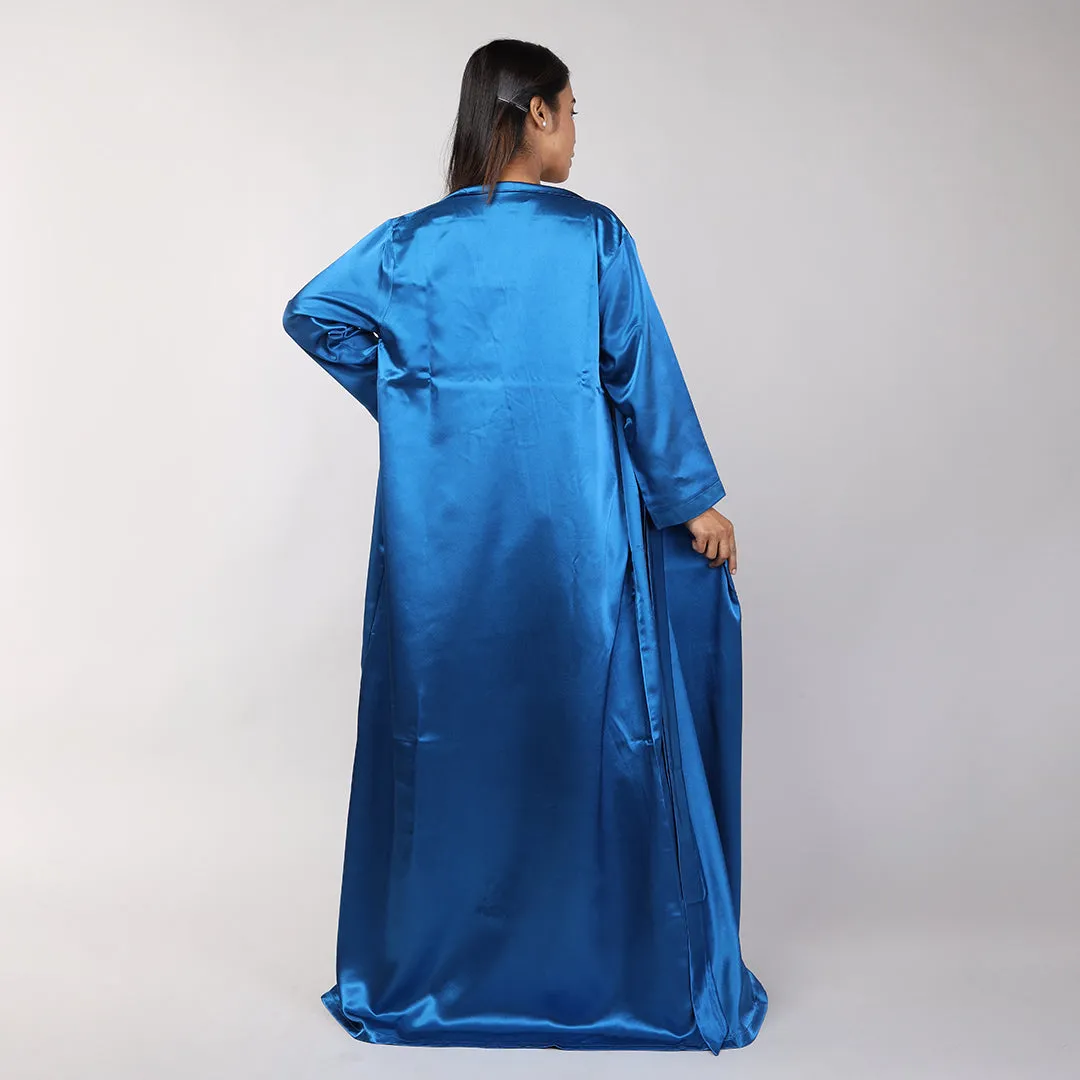 Teal Blue Satin Bridal Nightgown Set