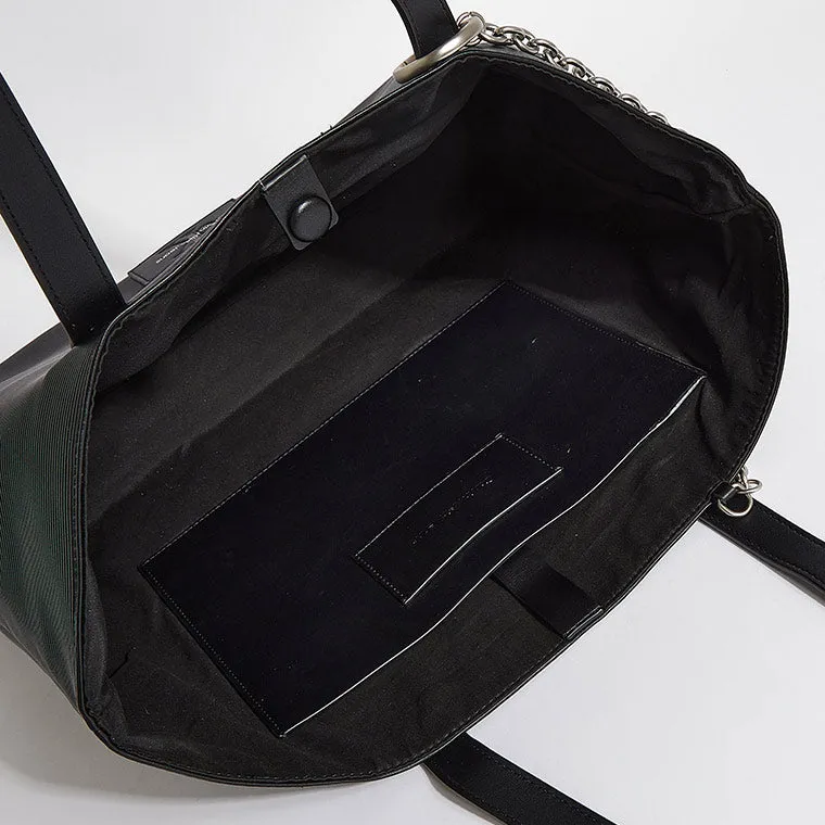 Textured Logo Badge Tote Bag - Black