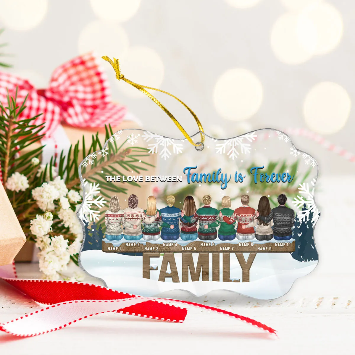 The Love Between Family Is Forever Personalized Custom Name Acrylic Ornaments - Christmas Gift
