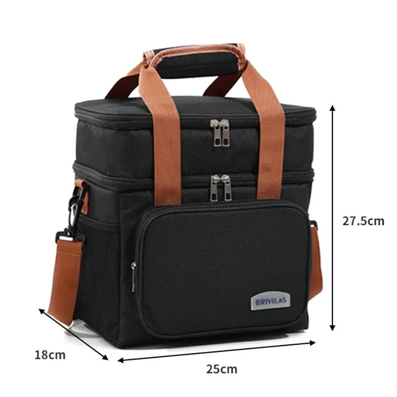 Thermal Insulation Lunch Bag Double Deck Large 14L Leakproof Waterproof for Work Office Picnic or Travel