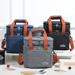 Thermal Insulation Lunch Bag Double Deck Large 14L Leakproof Waterproof for Work Office Picnic or Travel