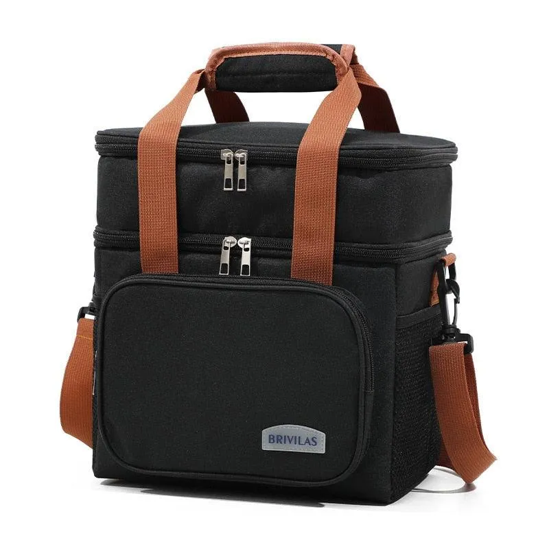 Thermal Insulation Lunch Bag Double Deck Large 14L Leakproof Waterproof for Work Office Picnic or Travel