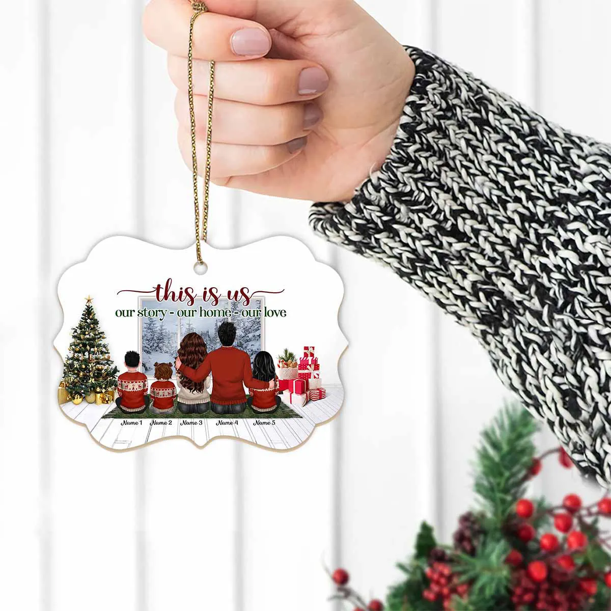 This Is Us Our Story Our Home Our Love Gift For Husband Wife - Parents Personalized Name Aluminum Ornaments