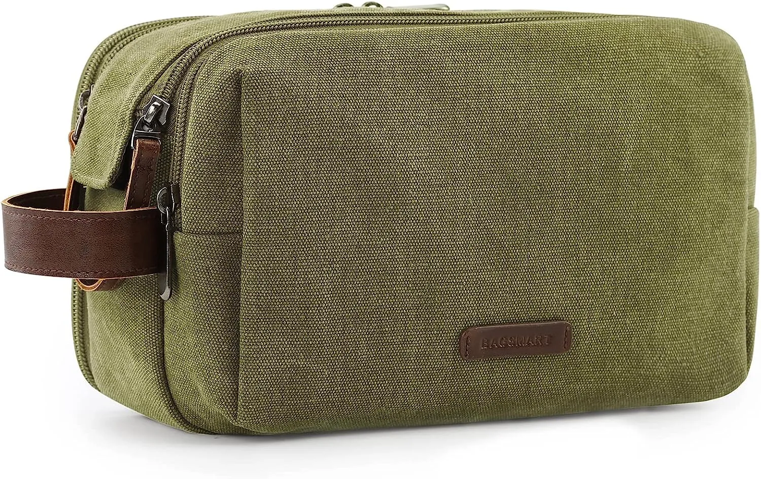 Toiletry Bag for Men, Canvas Travel Toiletry Organizer Dopp Kit Water-Resistant Shaving Bag for Toiletries Accessories,Grey-Medium