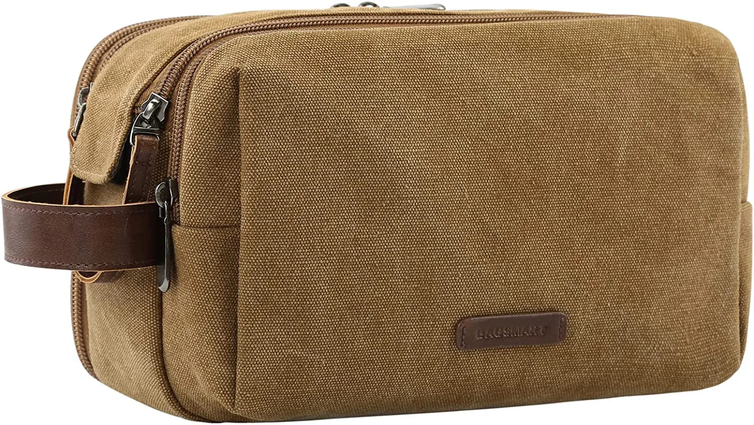 Toiletry Bag for Men, Canvas Travel Toiletry Organizer Dopp Kit Water-Resistant Shaving Bag for Toiletries Accessories,Grey-Medium