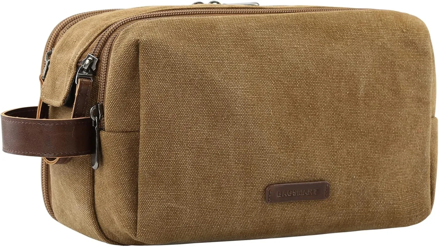 Toiletry Bag for Men, Canvas Travel Toiletry Organizer Dopp Kit Water-Resistant Shaving Bag for Toiletries Accessories,Grey-Medium