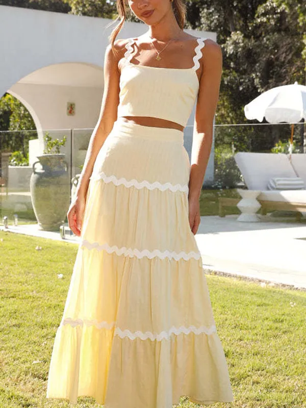 Two-Color Splicing Sling Two Piece