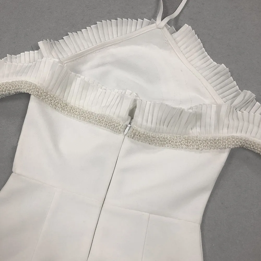 V neck Sling Backless Bandage Lotus Leaf Formal Dress