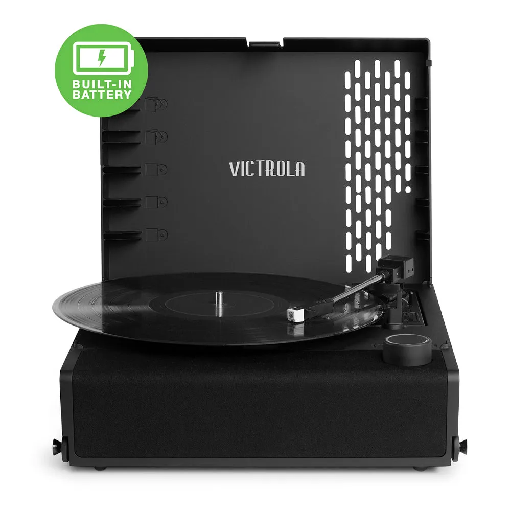 Victrola Revolution Go Turntable - Black   Entertainment Stand Bundle - Black