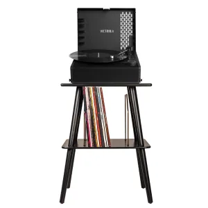 Victrola Revolution Go Turntable - Black   Entertainment Stand Bundle - Black