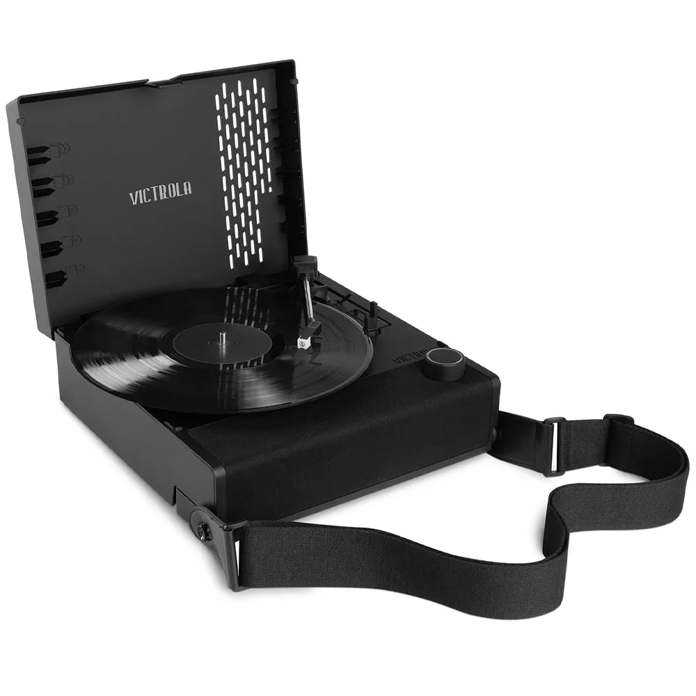 Victrola Revolution Go Turntable - Black   Entertainment Stand Bundle - Black