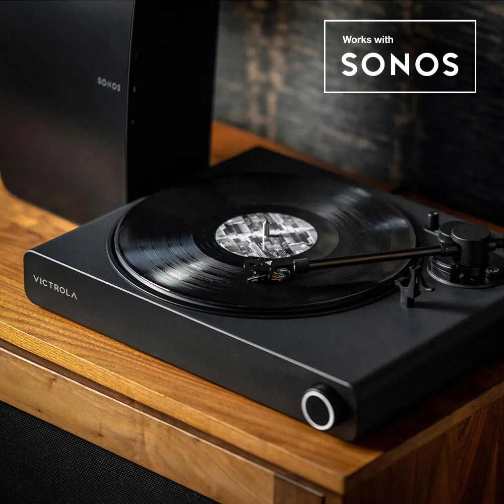 Victrola Stream Onyx Turntable   Crosley Soho Turntable Stand - Natural