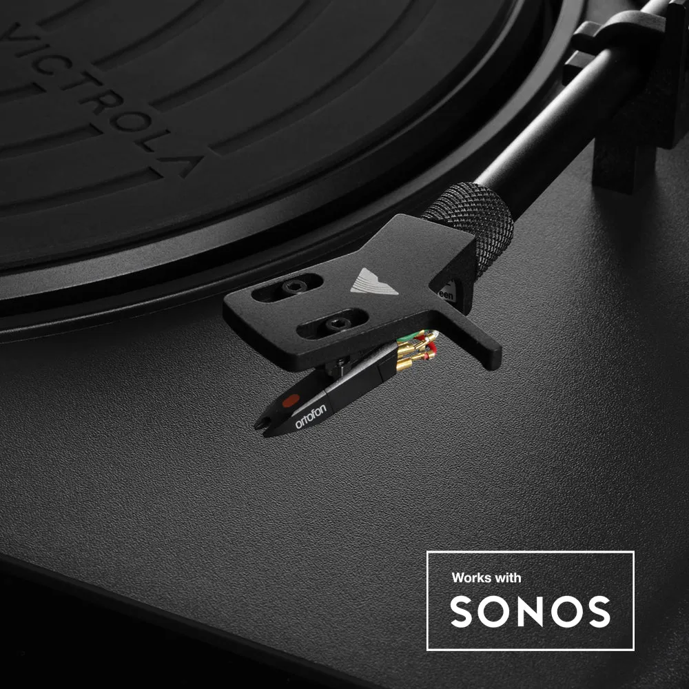 Victrola Stream Onyx Turntable   Crosley Soho Turntable Stand - Natural