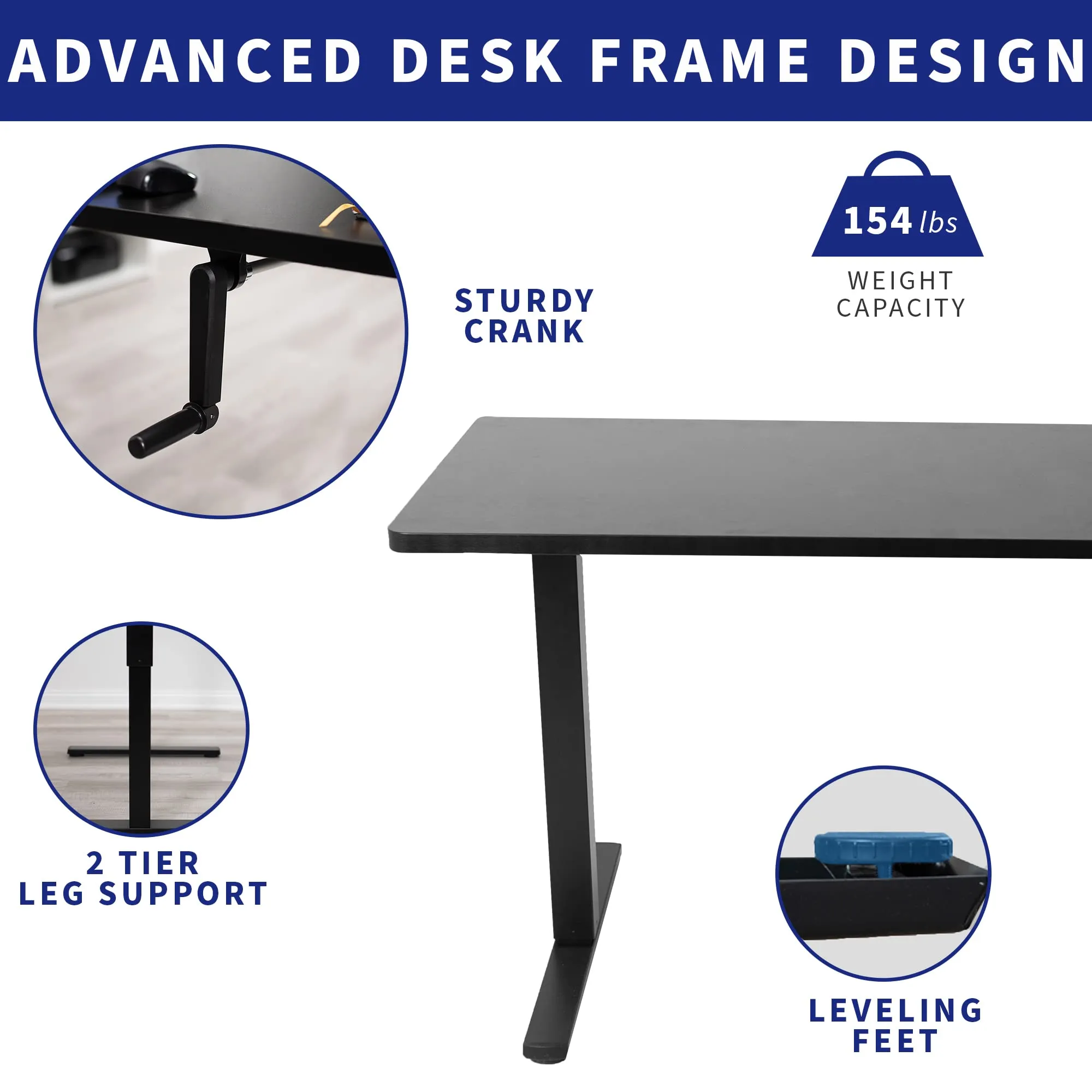 VIVO Manual Height Adjustable 71 x 30 inch Stand Up Desk, Black Table Top, Black Frame, Standing Workstation with Foldable Handle, DESK-KIT-MB7B
