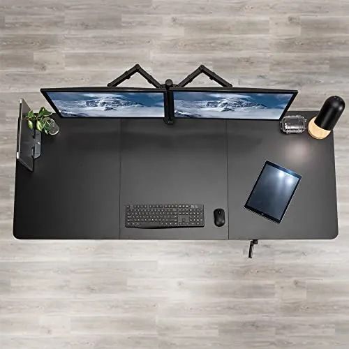 VIVO Manual Height Adjustable 71 x 30 inch Stand Up Desk, Light Wood Table Top, Black Frame, Standing Workstation with Foldable Handle, DESK-KIT-MB7C