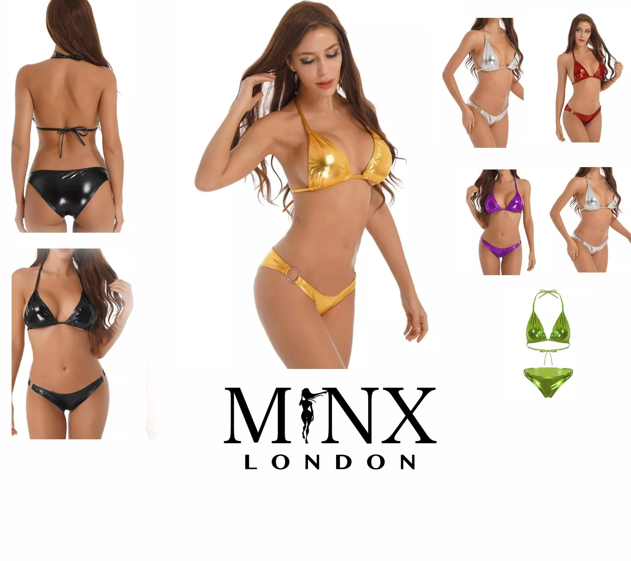 Wet Look Bikini | Leather Bikini | Beach Bikini | Sexy Bikini | Micro Bikini | Womens Bikini | Bikini | Swimwear Bikini | Shiny Bikini