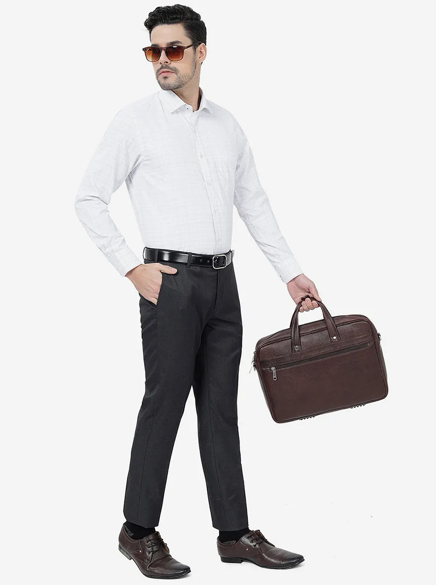 White Checked Slim Fit Formal Shirt | Greenfibre