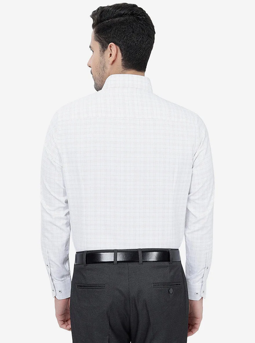 White Checked Slim Fit Formal Shirt | Greenfibre
