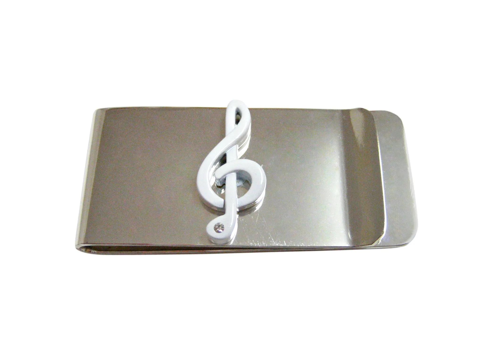 White Musical Treble Note Money Clip
