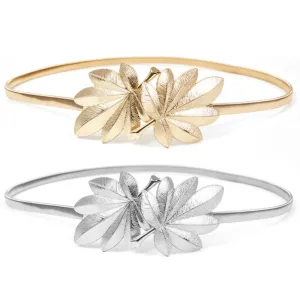 Women Skinny  Elastic Wedding Waist Belt Gold