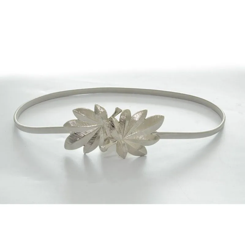 Women Skinny  Elastic Wedding Waist Belt Gold