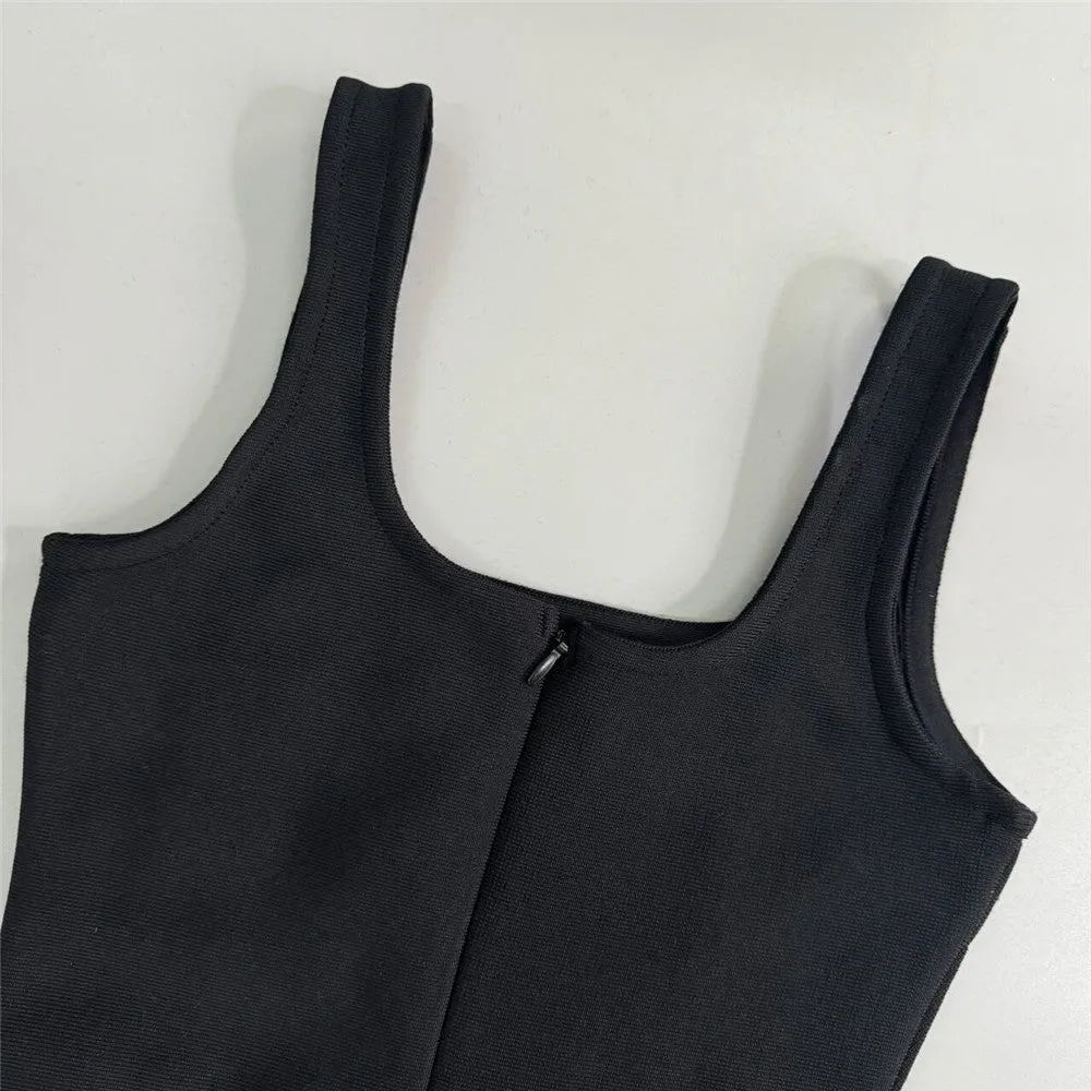 Women Sling U Neck Sleeveless Beaded Party Formal Dress