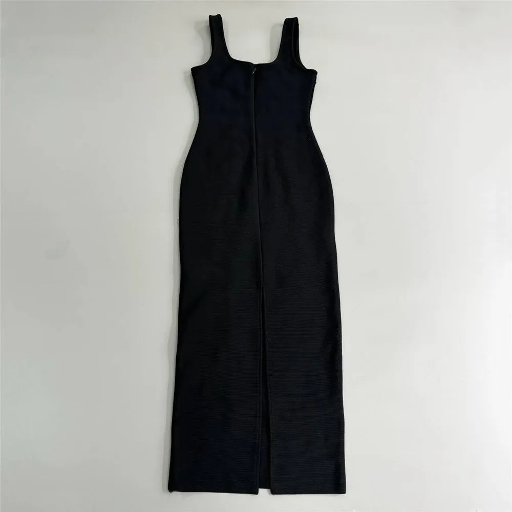 Women Sling U Neck Sleeveless Beaded Party Formal Dress